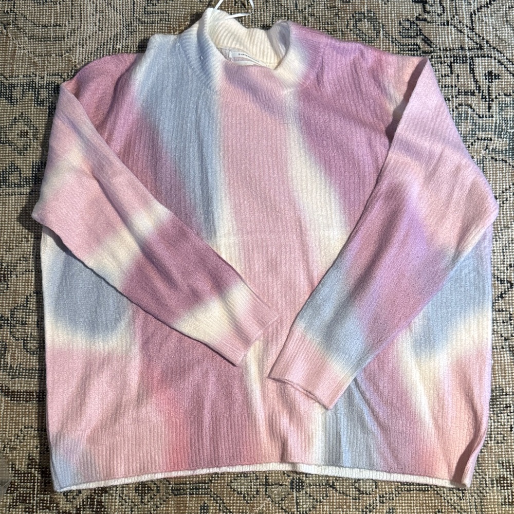 Anthropologie Pink and White Cowl Neck Sweater! Great condition